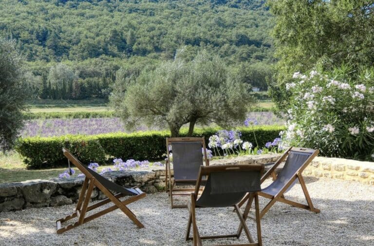 Terrasse exterieur Le mas des Oliviers Location vacance Drome